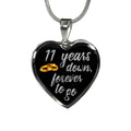 11th Anniversary Heart Necklace: Engraved Gold Pendant, Gift for Wife