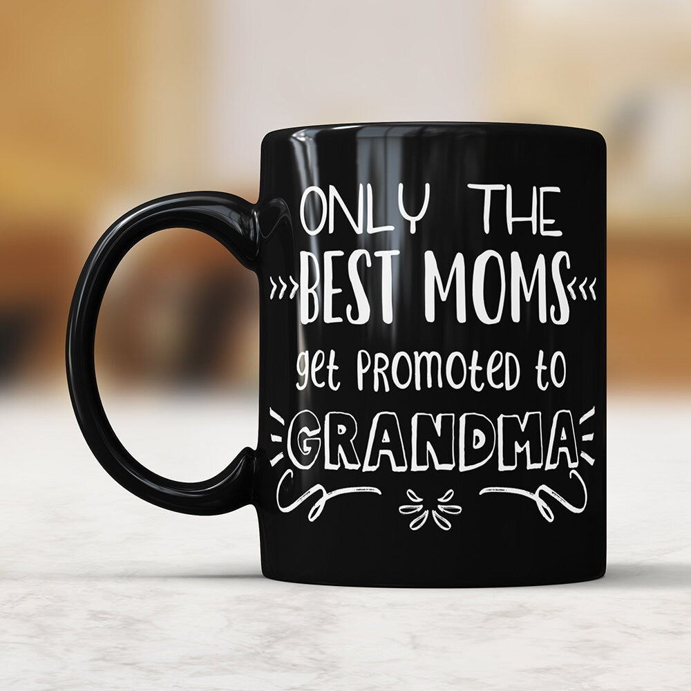Promoted to Grandma Black Mug - New Grandma Gift