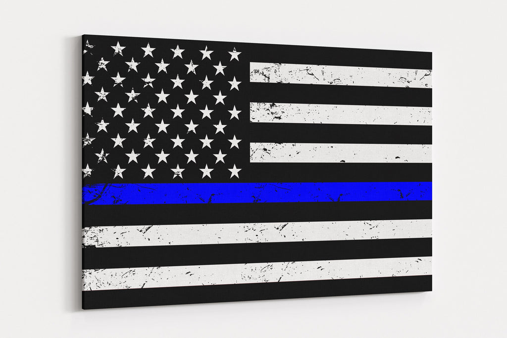 Thin Blue Line Flag Canvas: Police Support Home Decor