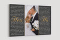 Wedding Vows Mr and Mrs, Custom Vows, His and Hers Vows Wedding Canvas Art 5th Wedding Anniversary Gift Wedding Song Lyrics Art First Dance