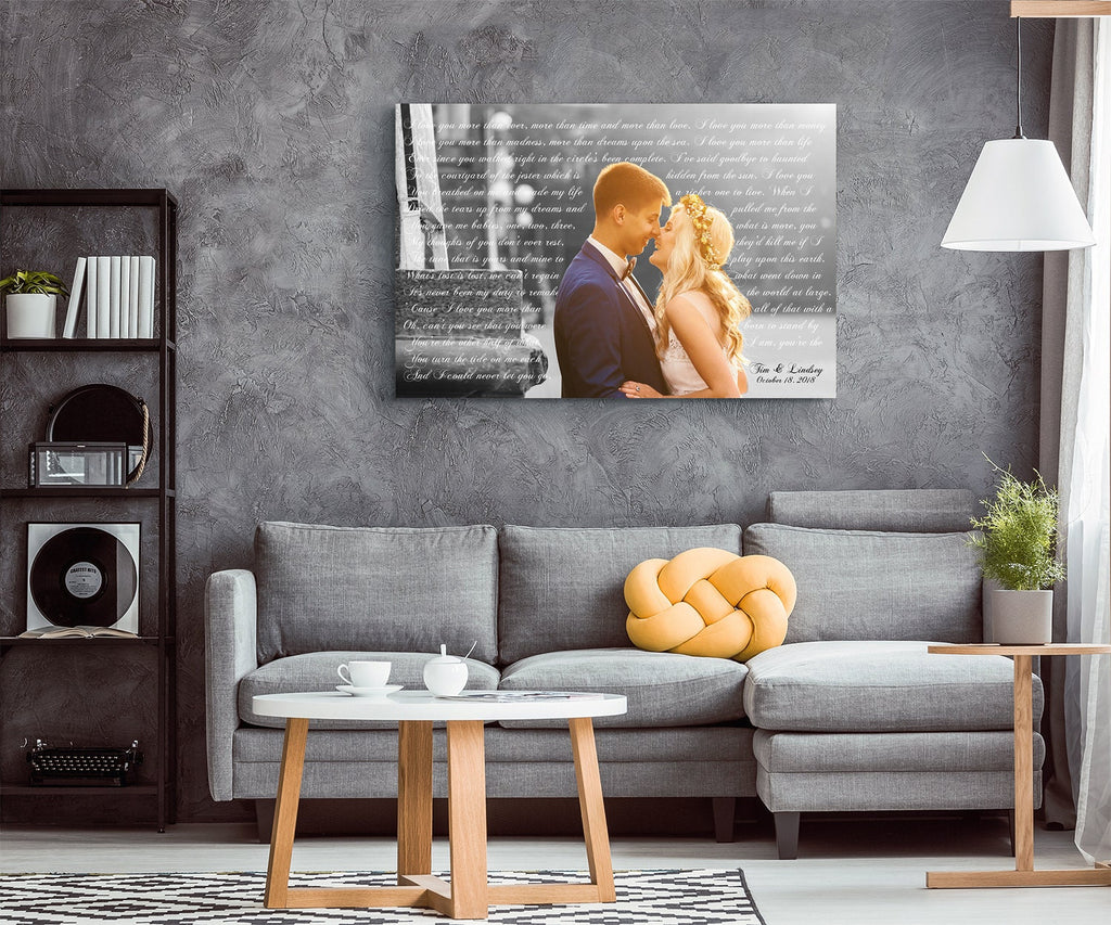 Custom First Dance Song Lyrics on Canvas - Wedding Vows Keepsake