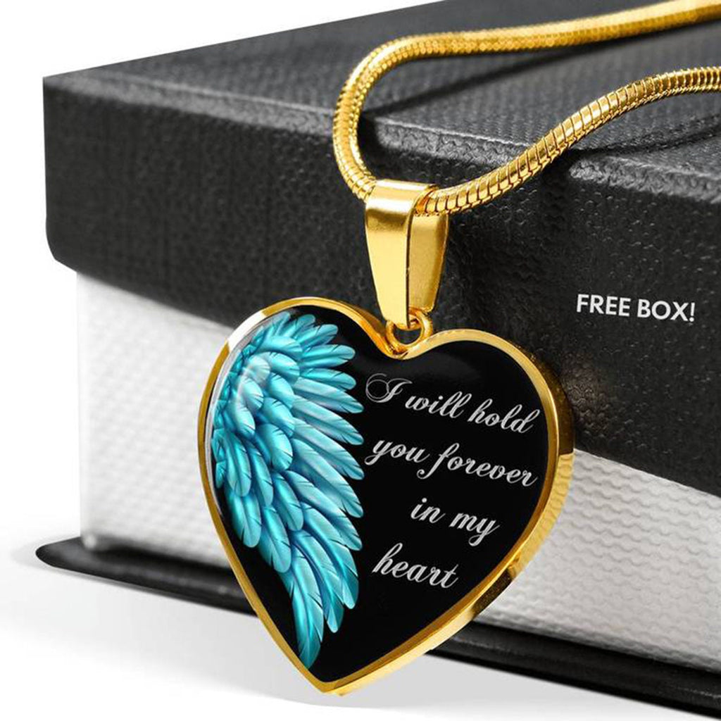 Angel Wing Memorial Necklace: Personalized Engraved Charm, USA Made