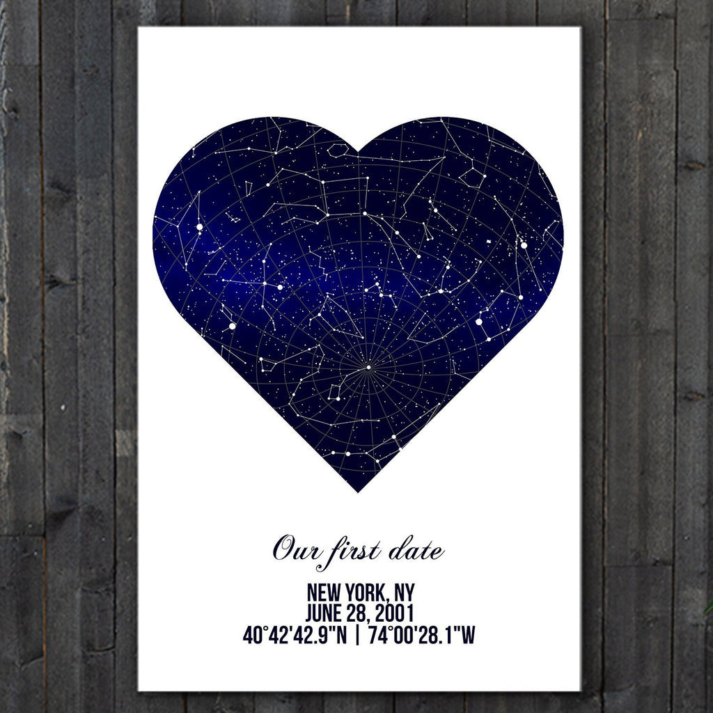 Custom Star Map Print: Heart Night Sky Canvas