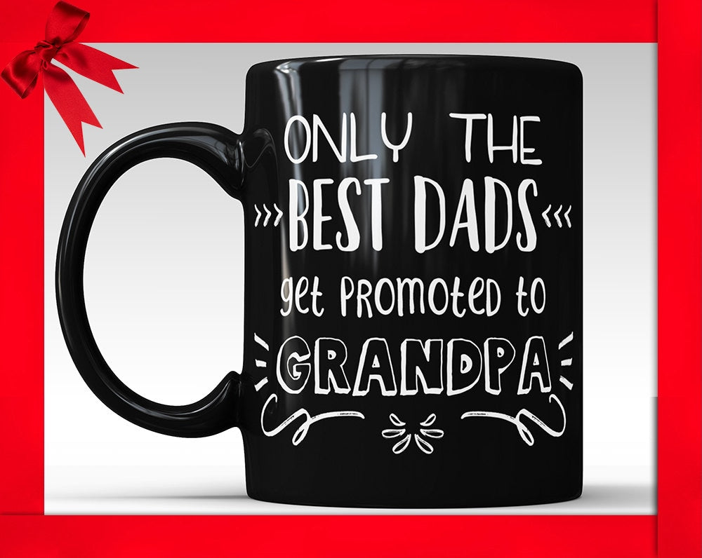 Promoted to Grandpa Black Mug - New Grandparent Gift
