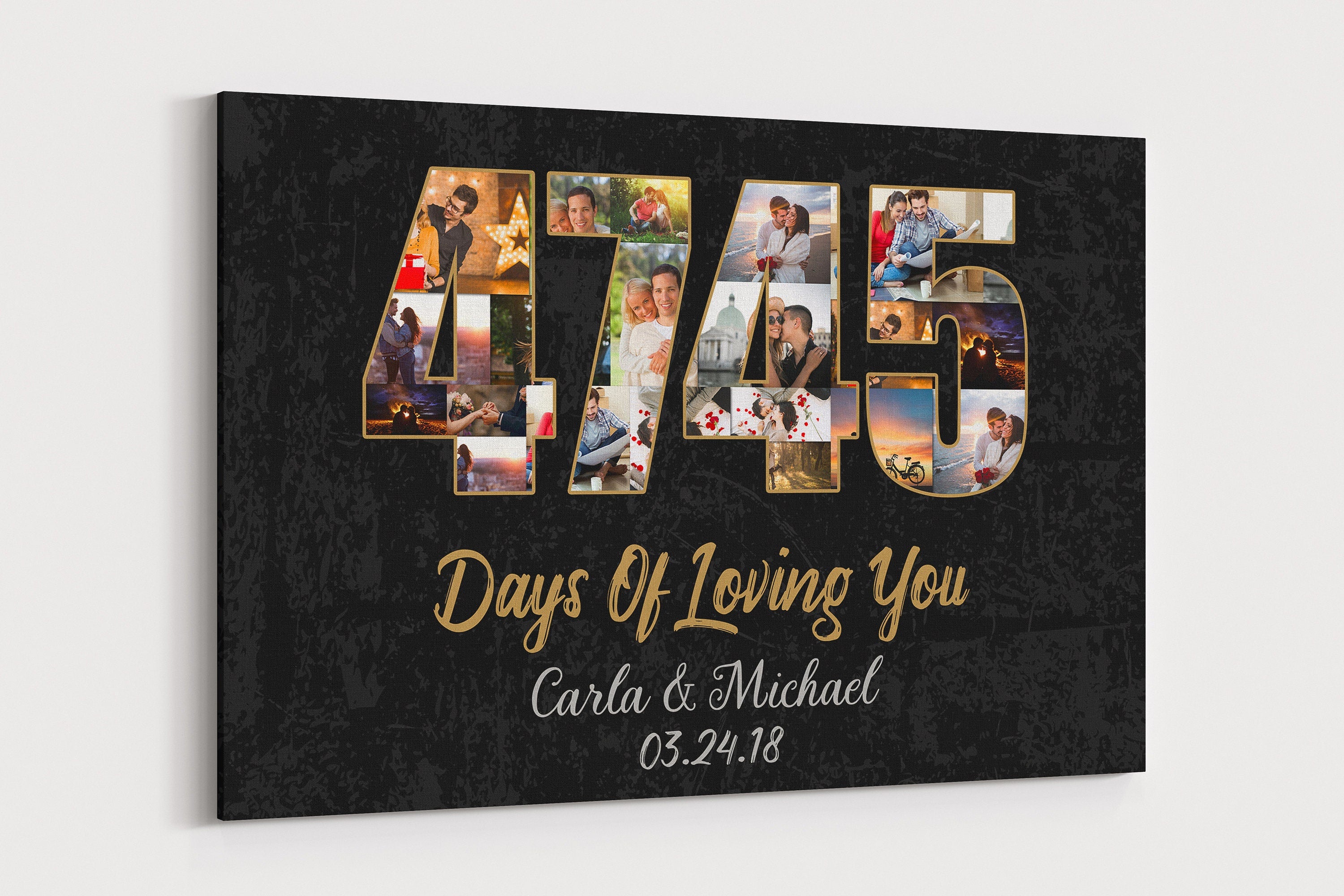 13th Anniversary Photo Collage Canvas: Custom Year Art Gift