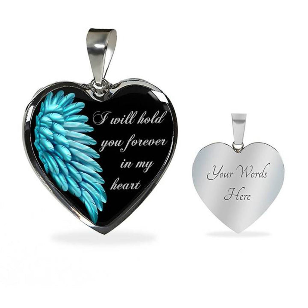 Angel Wing Memorial Necklace: Personalized Engraved Charm, USA Made