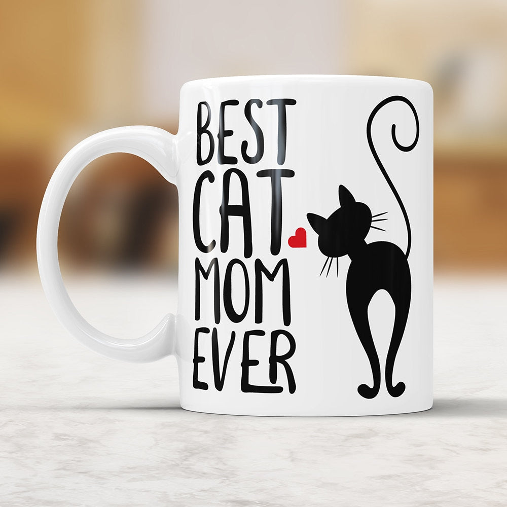 Best Cat Mom Ever Coffee Mug - Funny Cat Coffee Cup Perfect Birthday Gift For Cat Lovers Crazy Cat Lady Gifts