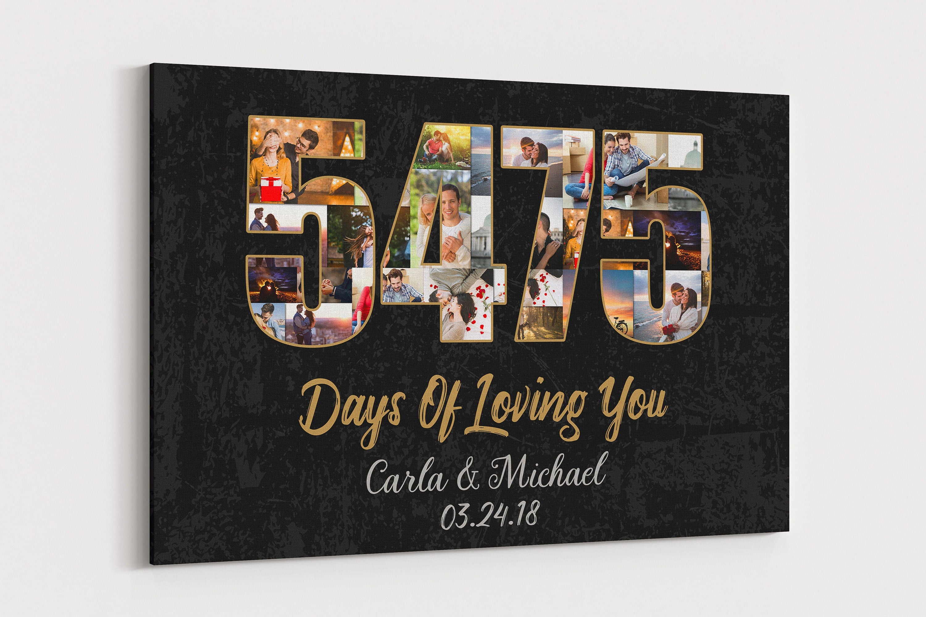 15th Anniversary Photo Collage Canvas: Custom Year Art Gift