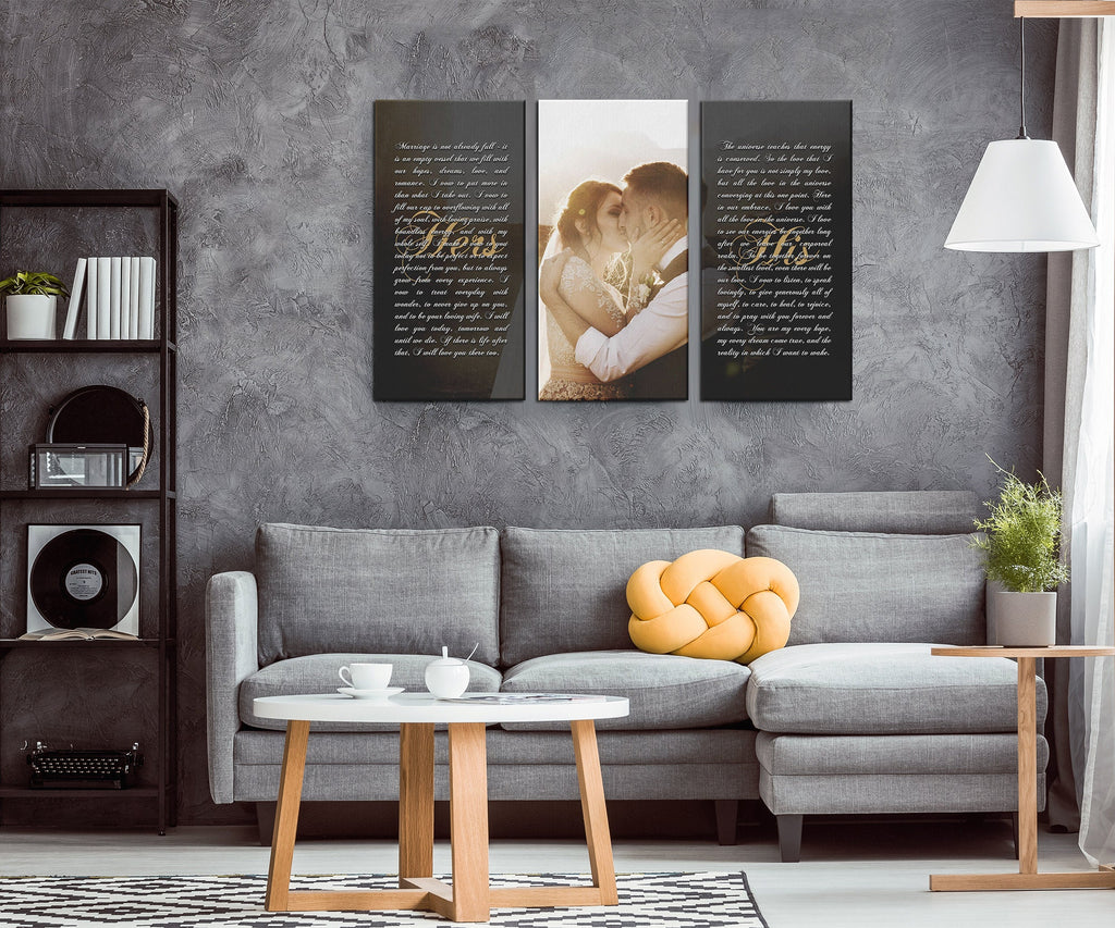 Custom Wedding Vows Canvas Art: 3-Piece Split Canvas Print