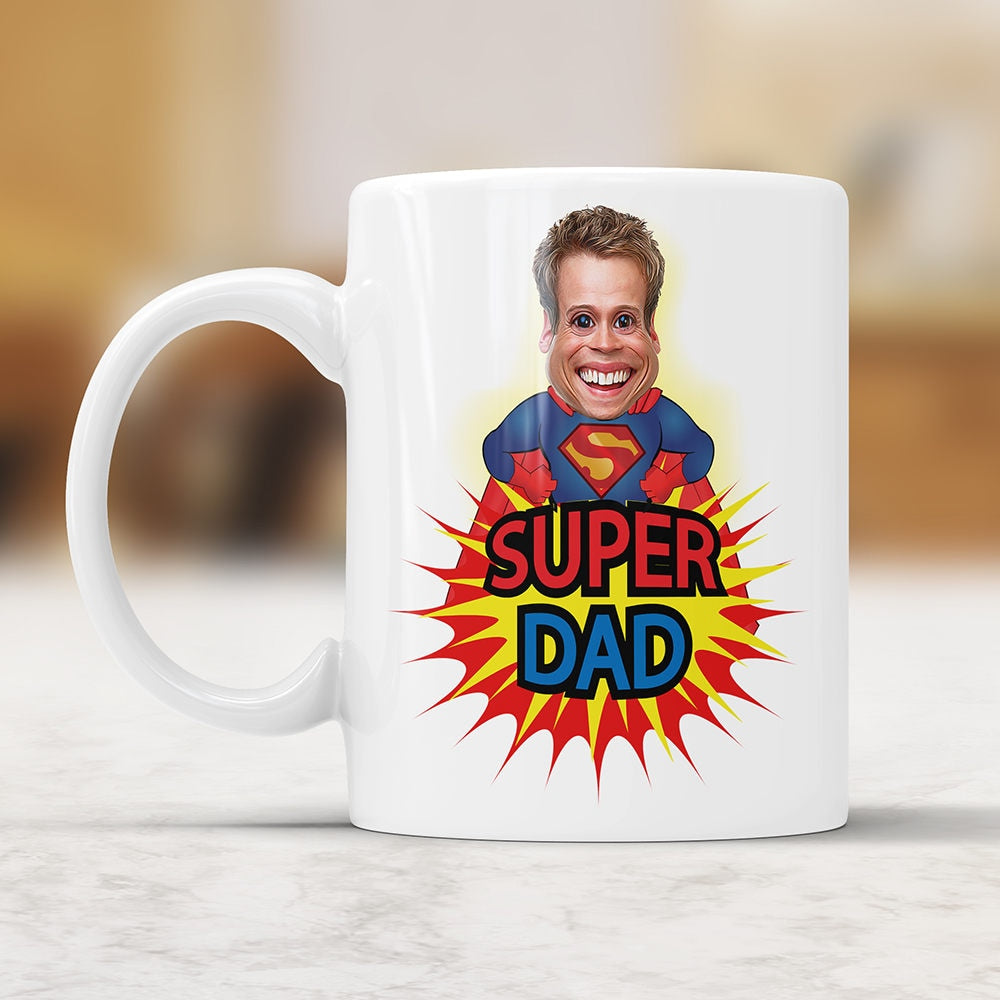 Personalized Caricature Mug For Dad - Super Dad Coffee Mug Perfect Dad Gifts Fathers Day Mug Custom Gift For Father Funny Gift For Dad Cup