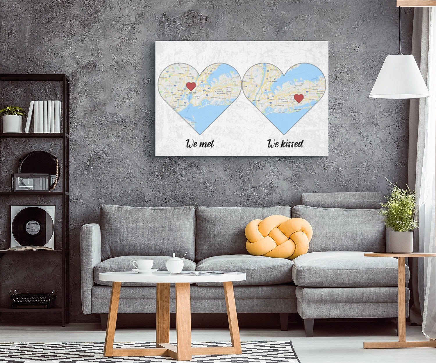 Personalized Map Canvas Print: Engagement, Anniversary Location Gift