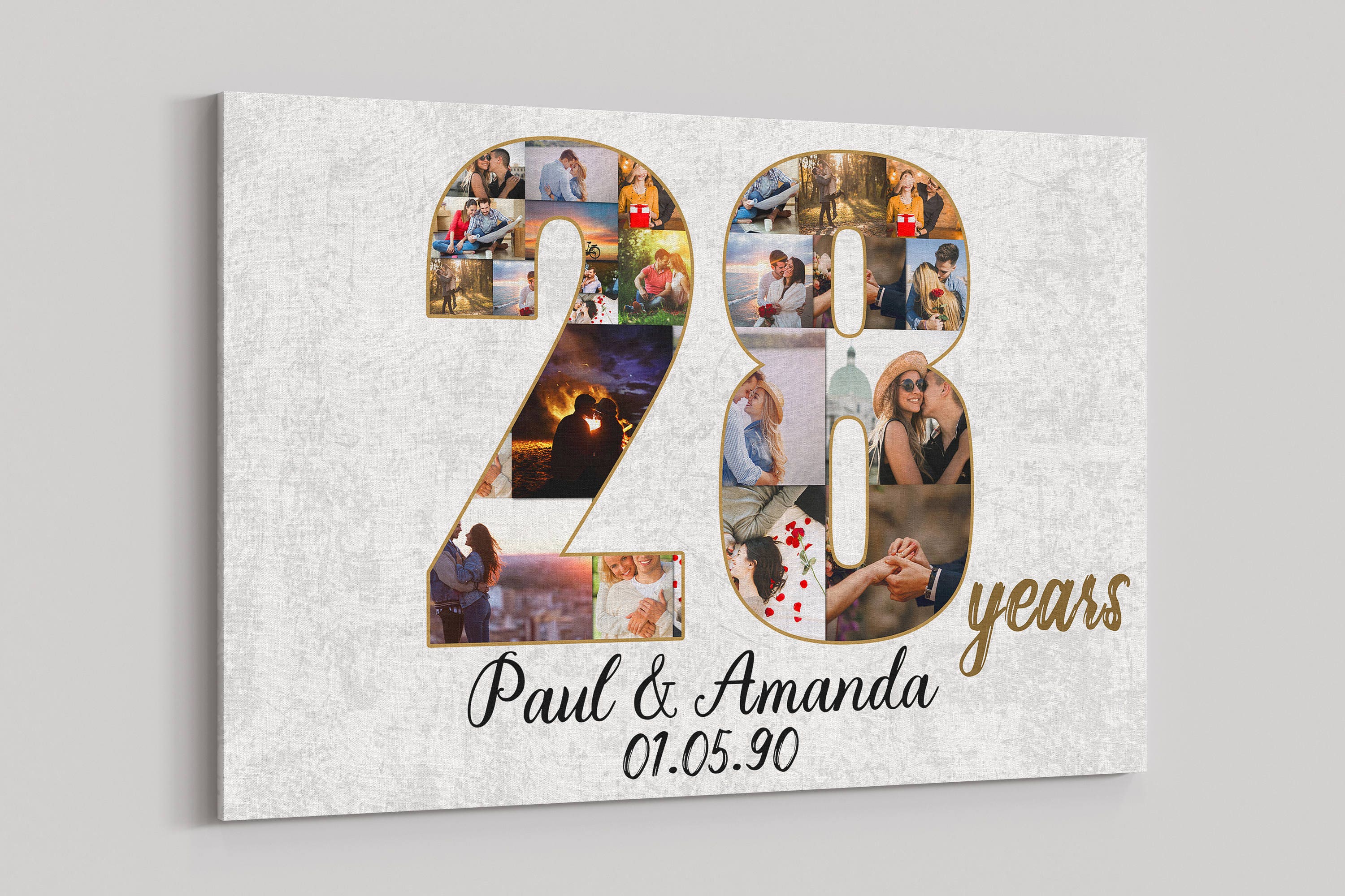 28th Anniversary Gifts Custom Collage Photo Canvas Personalized Wall Art Wedding Anniversary Gift 28 years Married Gift Wife Husband Present