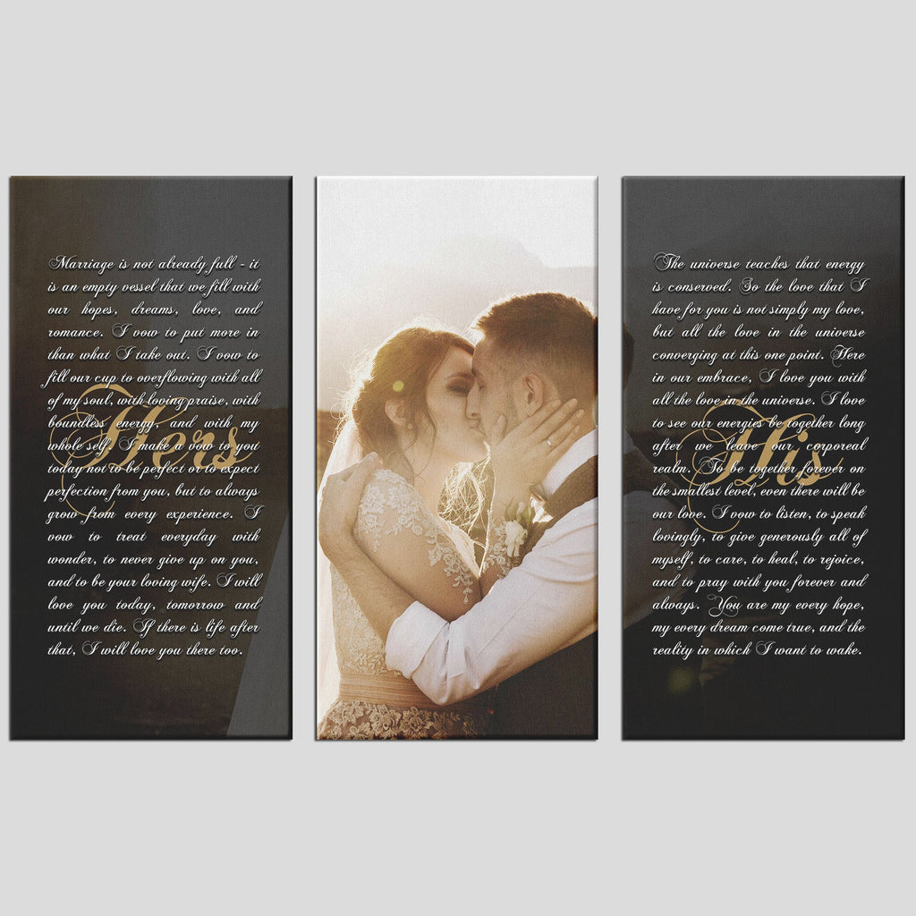 Custom Wedding Vows Canvas Art: 3-Piece Split Canvas Print