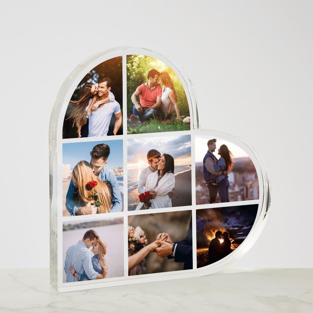 Heart Acrylic Photo Collage: Sentimental Gift Plaque (4.9 inch)