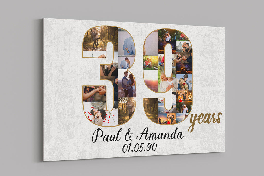 39th Anniversary Gifts Custom Collage Photo Canvas Personalized Wall Art Wedding Anniversary Gift 39 Years Married Gift Wife Husband Present