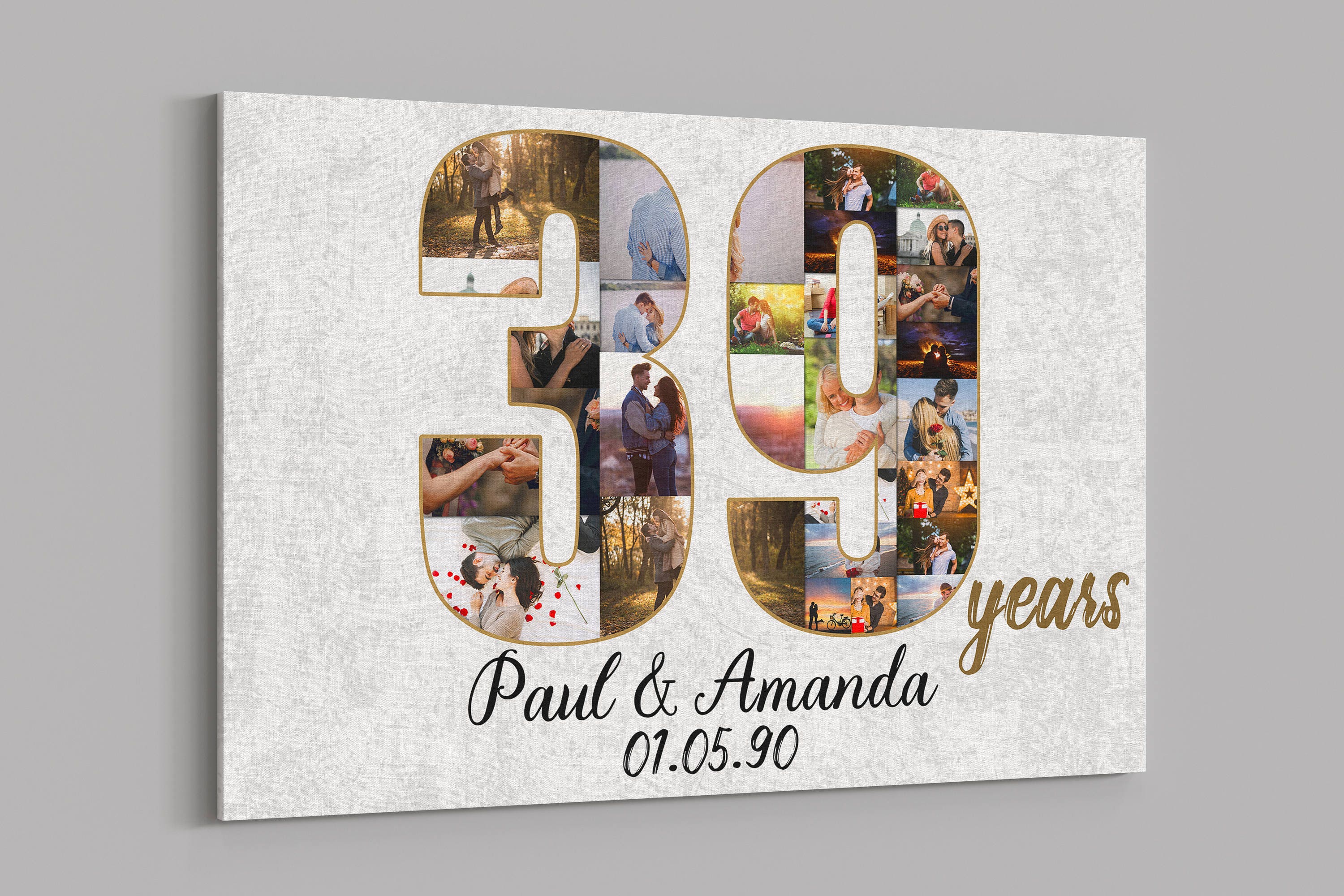 39th Anniversary Gifts Custom Collage Photo Canvas Personalized Wall Art Wedding Anniversary Gift 39 Years Married Gift Wife Husband Present