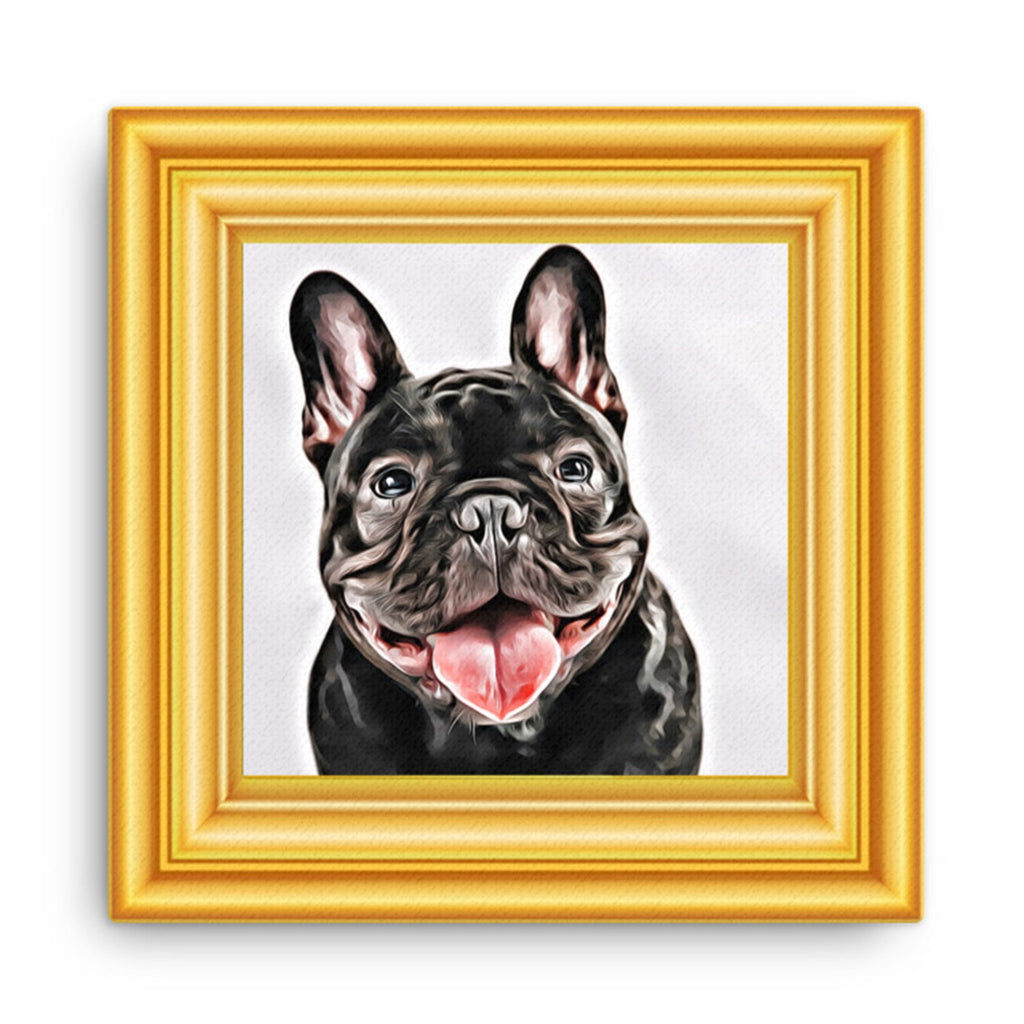 Custom Pet Portrait Canvas: Dog & Cat Digital Painting, Printed Frame