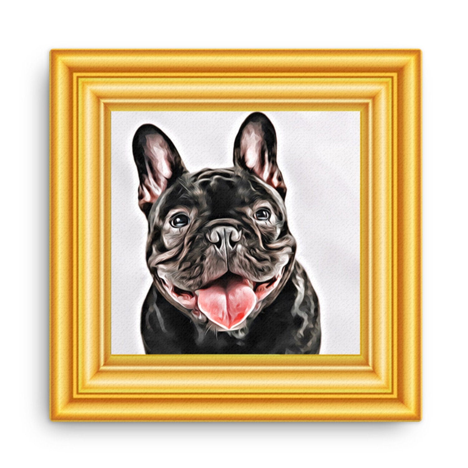 Custom Pet Portrait Canvas: Dog & Cat Digital Painting, Printed Frame