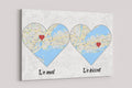 Personalized Map Canvas Print: Engagement, Anniversary Location Gift