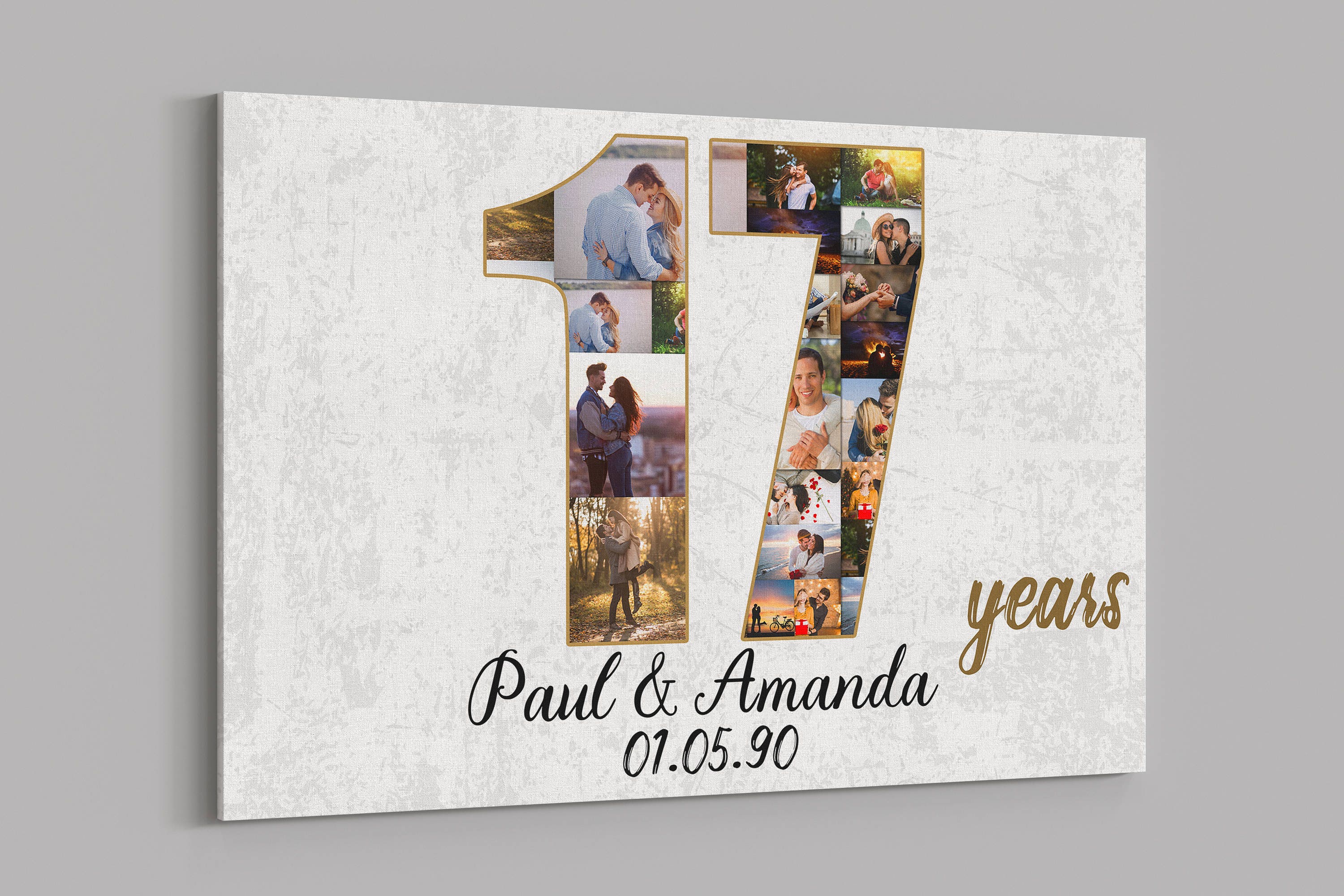 17th Anniversary Gifts Custom Collage Photo Canvas Personalized Wall Art Wedding Anniversary Gift 17 Years Married Gift Wife Husband Present