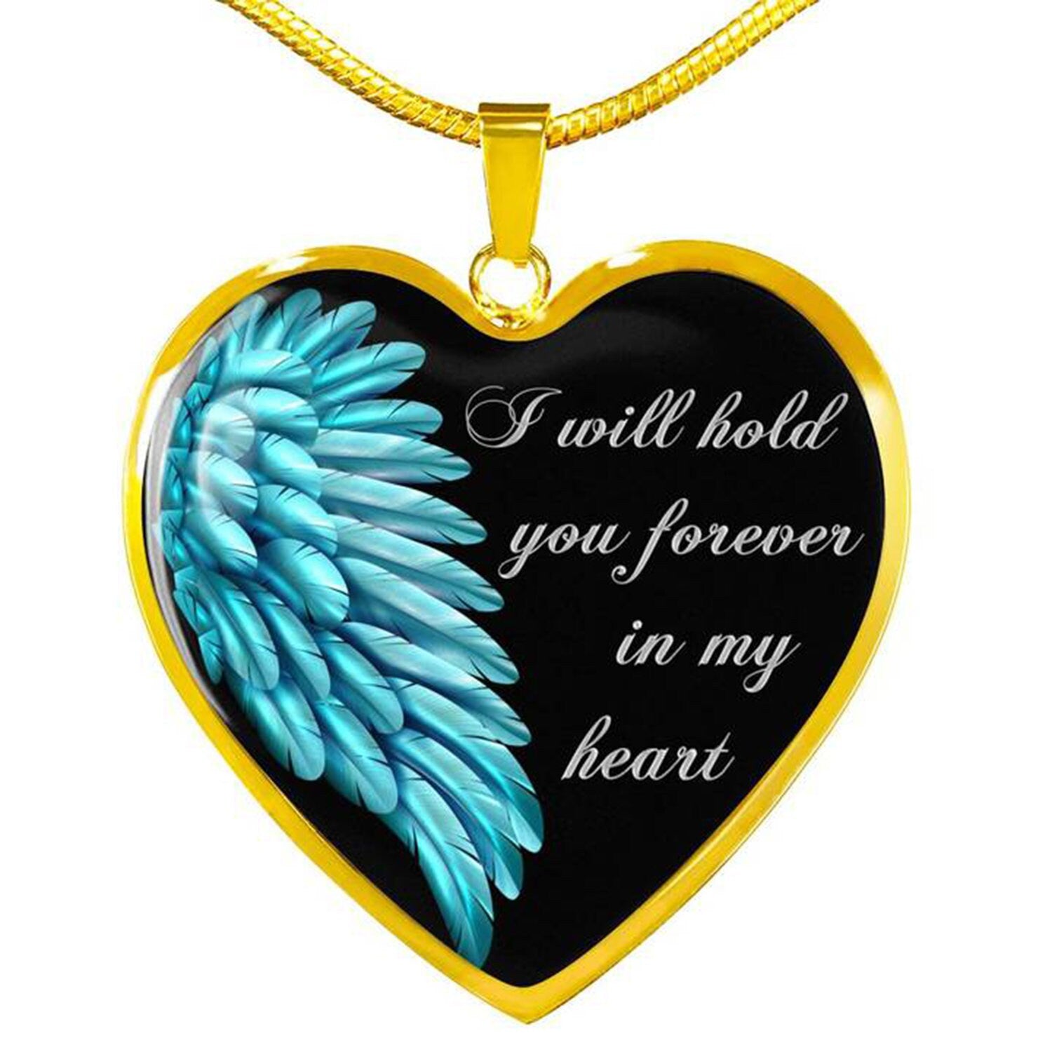 Angel Wing Memorial Necklace: Personalized Engraved Charm, USA Made