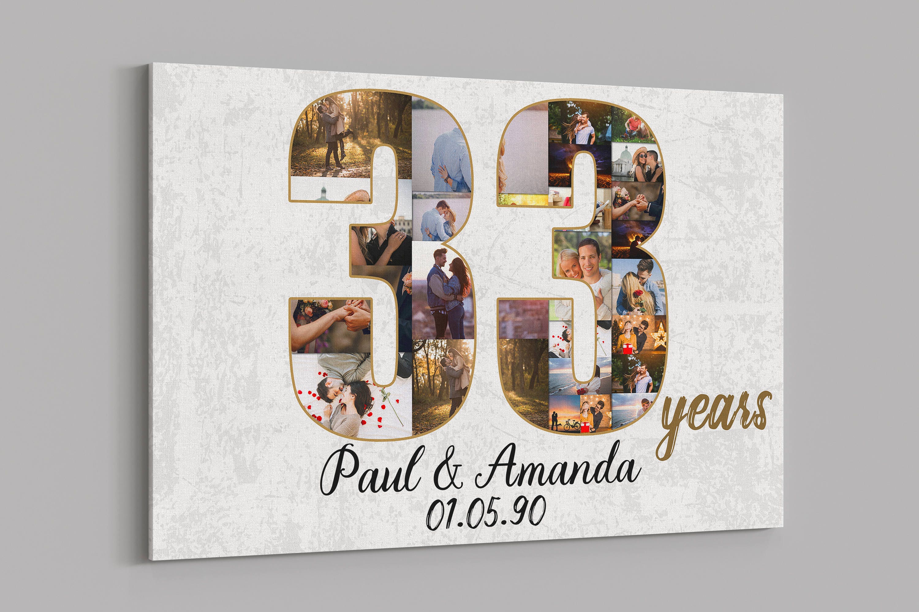 33rd Anniversary Gifts Custom Collage Photo Canvas Personalized Wall Art Wedding Anniversary Gift 33 Years Married Gift Wife Husband Present