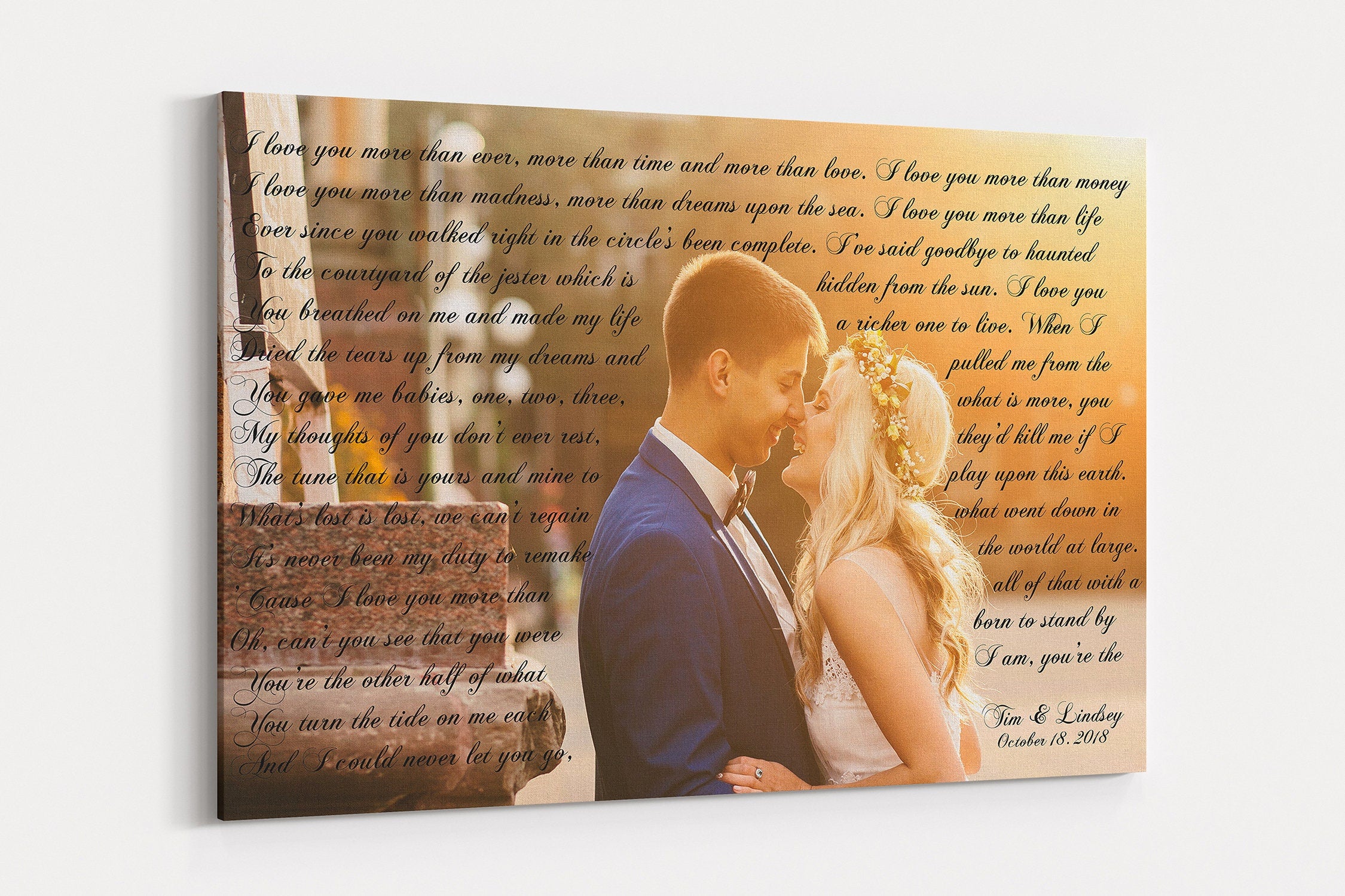 Wedding First Dance Song Lyrics, Song Lyrics Canvas Art, 1st Anniversary Gift for Him, Custom Song Lyric Art, First Dance Wall Art