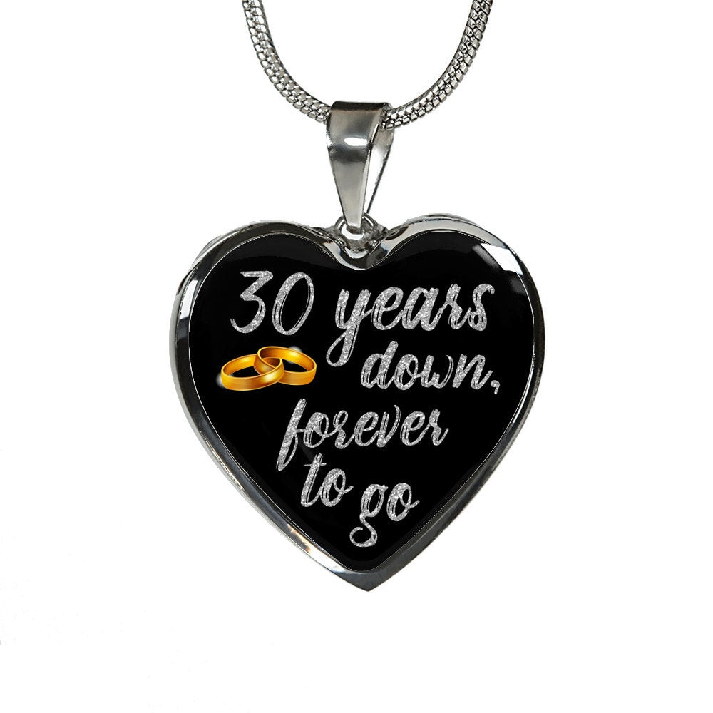 30th Anniversary Gift For Wife Woman For Her Girlfriend 30 Years Anniversary Necklace Jewelry Engraved Necklace Heart Gold Silver Pendant