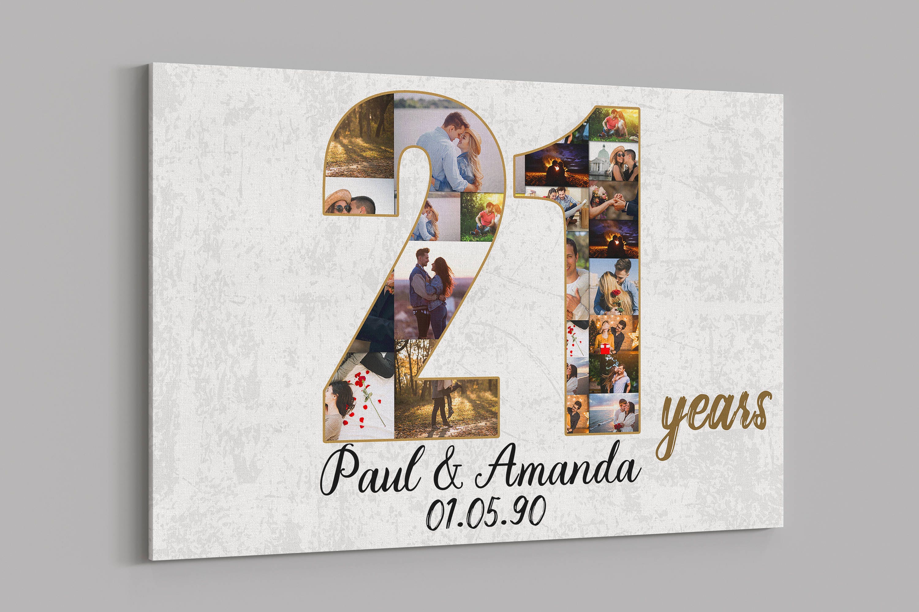 21st Anniversary Gifts Custom Collage Photo Canvas Personalized Wall Art Wedding Anniversary Gift 21 Years Married Gift Wife Husband Present
