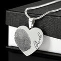 Personalized Fingerprint Heart Necklace: Engraved Handwriting, Gold or Silver
