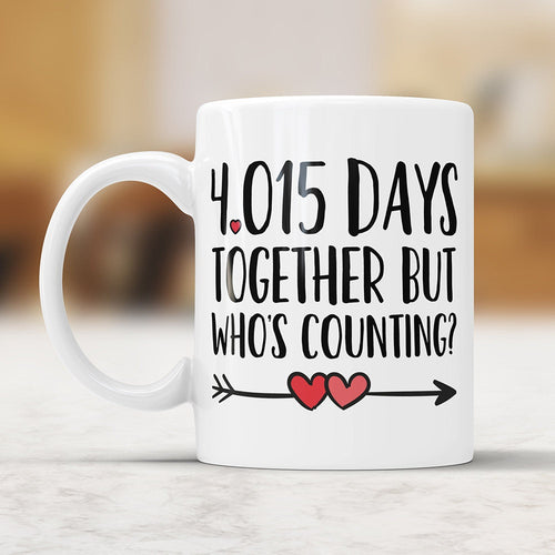 11th Anniversary Coffee Mug - 4015 Days Together But Who's Counting Funny Wedding Anniversary Gift, Eleven year Anniversary Jubilee Gift Cup