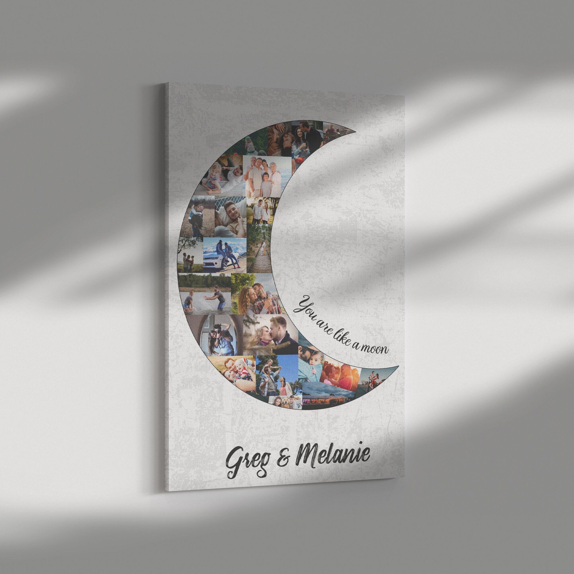 Moon Photo Collage - Personalized Collage Canvas - Anniversary or Birthday Gift