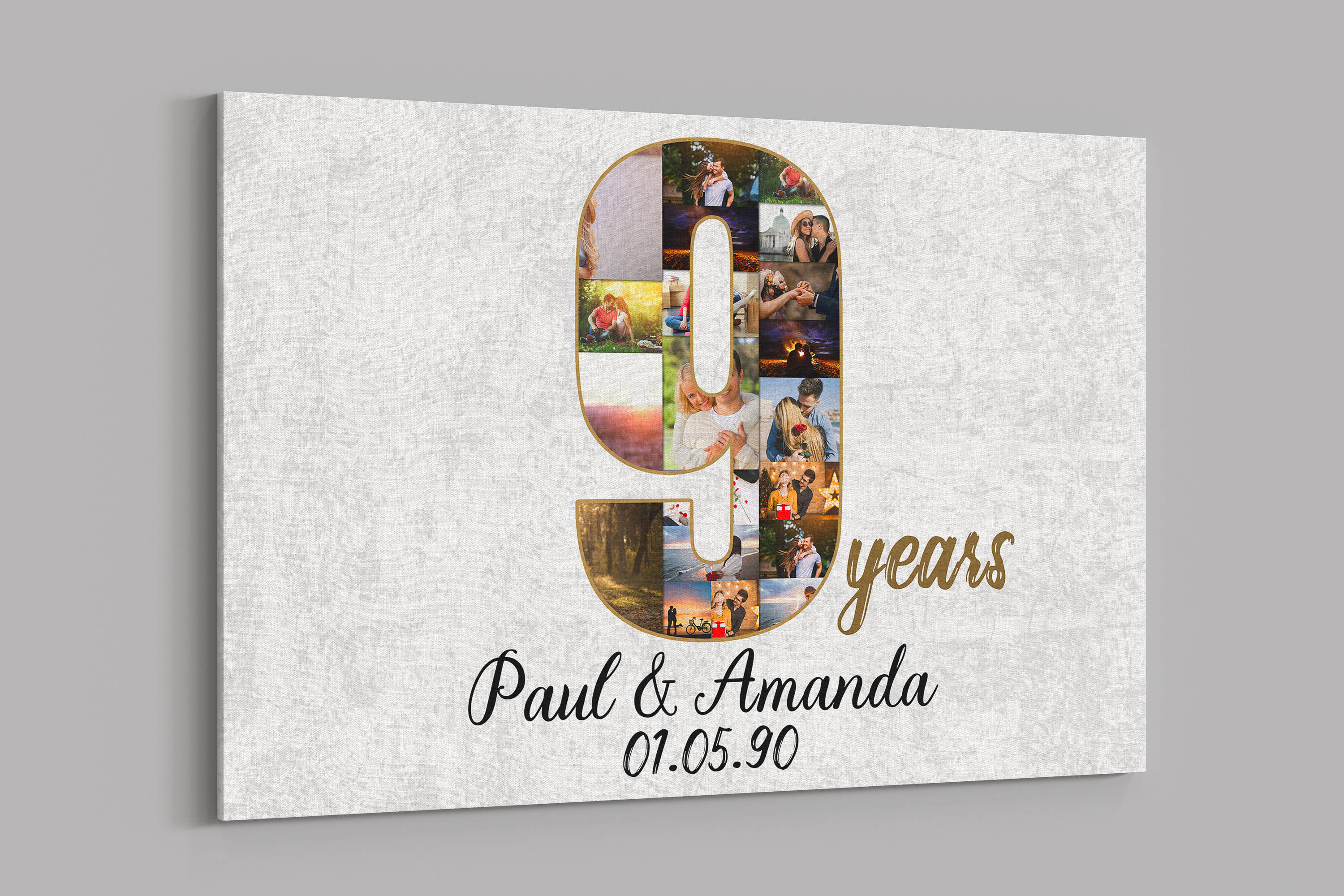 9th Anniversary Gifts Custom Collage Photo Canvas Personalized Wall Art Wedding Anniversary Gift 9 Years Married Gift Wife Husband Present