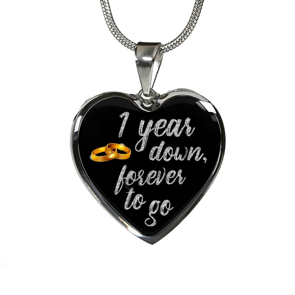1st Anniversary Gift For Wife Woman For Her For Girlfriend 1 Year Anniversary Necklace Jewelry Engraved Necklace Heart Gold Silver Pendant