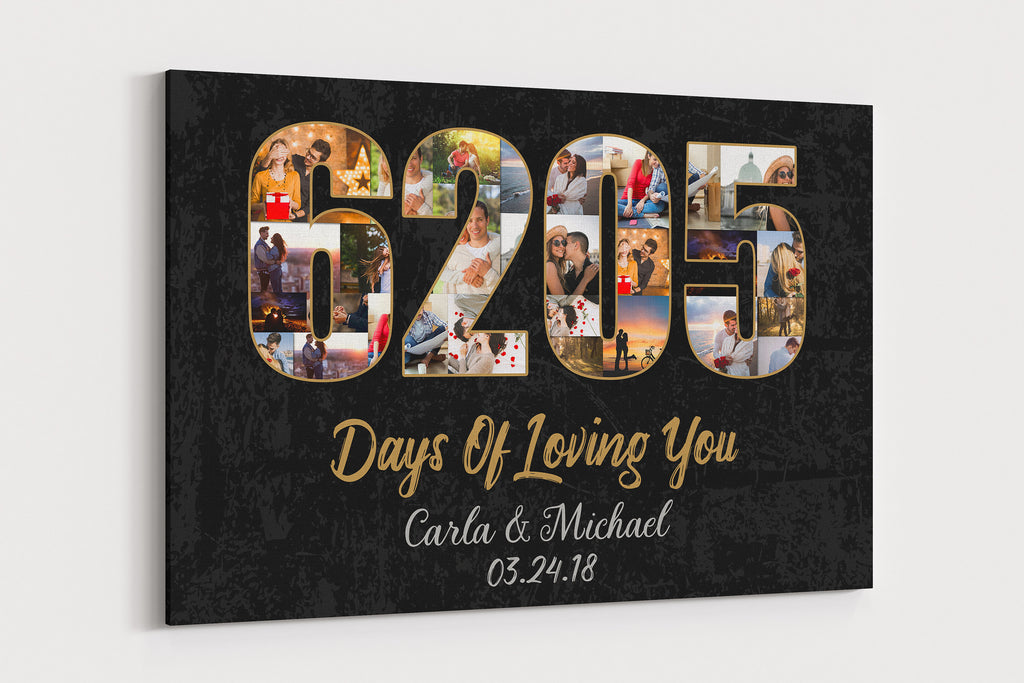 17th Anniversary Photo Collage Canvas - Custom Year Art Gift