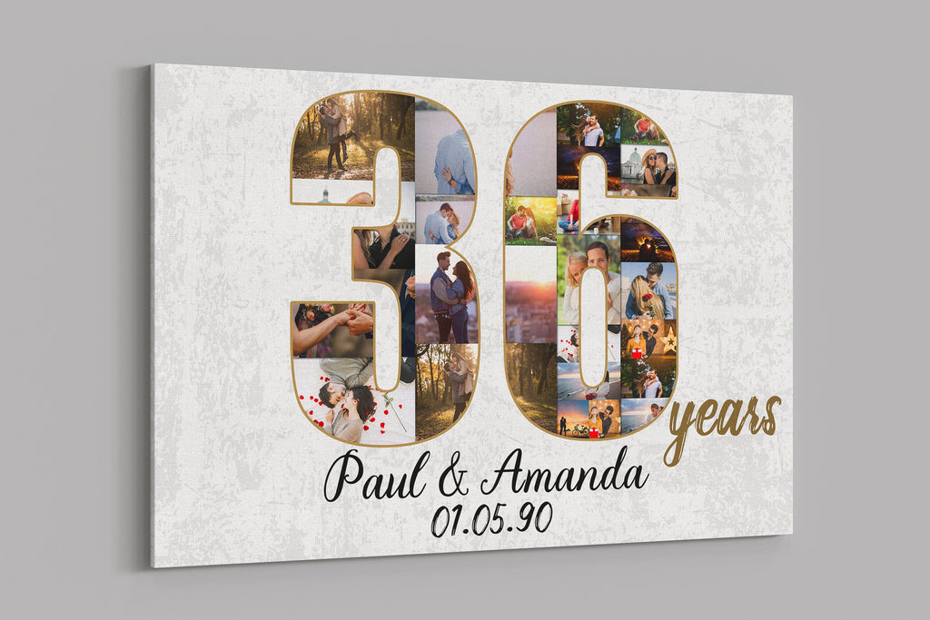 36th Anniversary Gifts Custom Collage Photo Canvas Personalized Wall Art Wedding Anniversary Gift 36 Years Married Gift Wife Husband Present