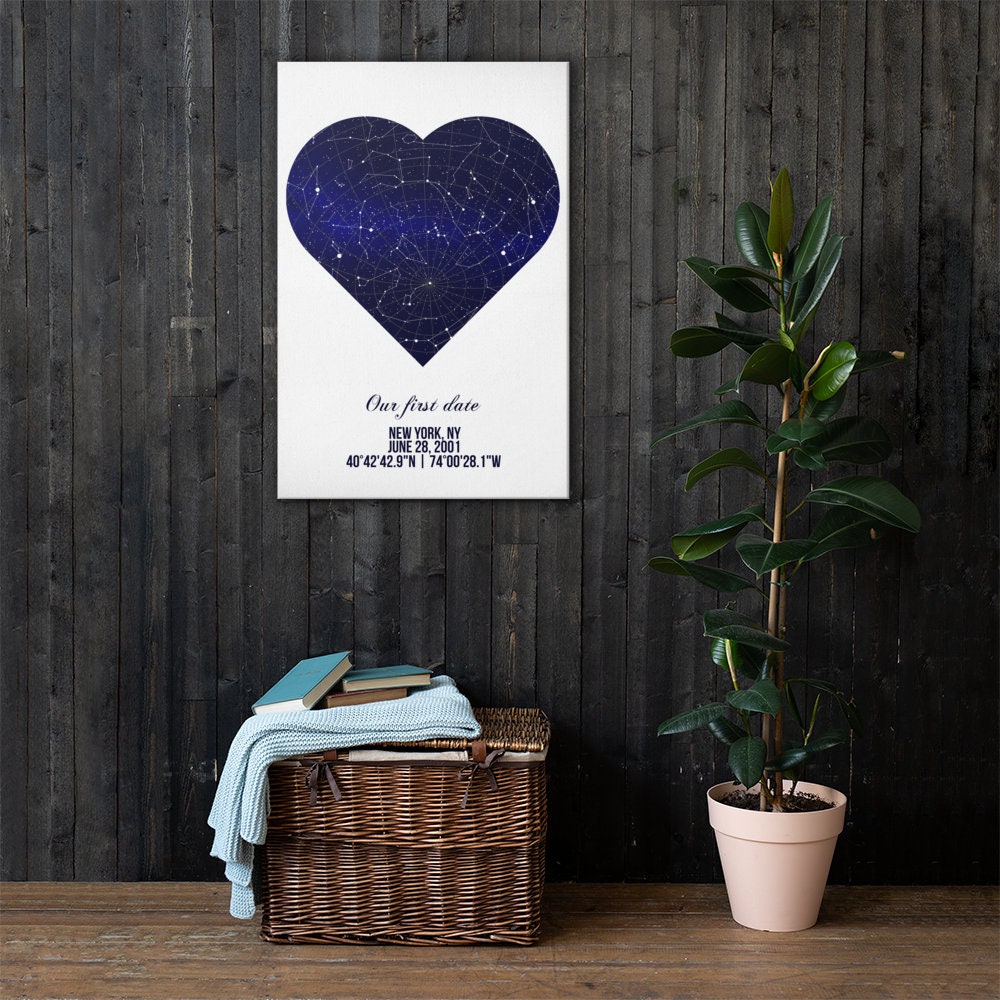 Custom Star Map Print: Heart Night Sky Canvas