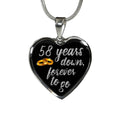 58th Anniversary Heart Pendant Necklace: Engraved Gold Finish Jewelry