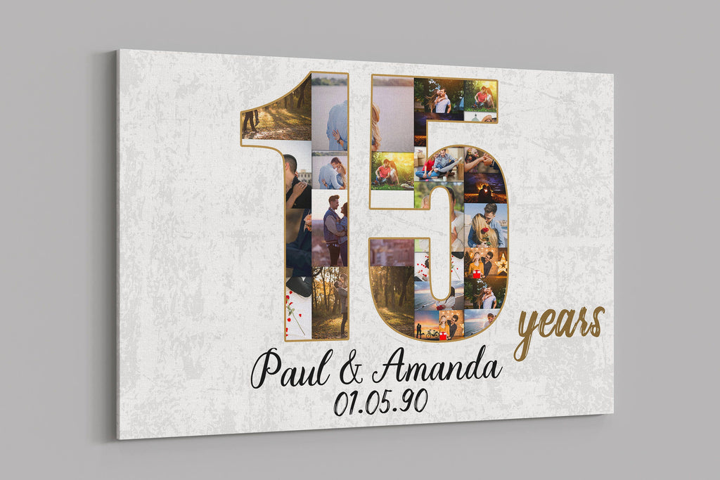15th Anniversary Gifts Custom Collage Photo Canvas Personalized Wall Art Wedding Anniversary Gift 15 Years Married Gift Wife Husband Present