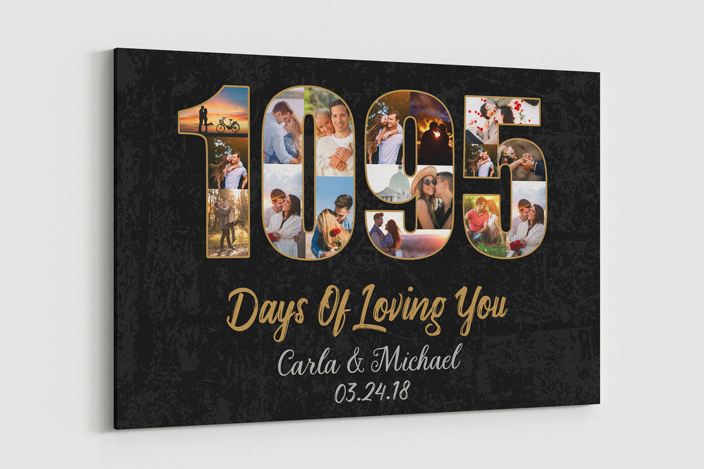 3rd Anniversary Photo Collage Canvas: Custom Year Art Gift