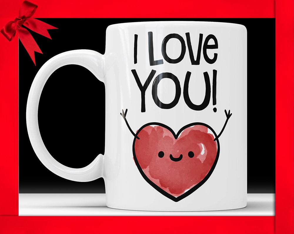 I Love You Cute Coffee Mug With Heart - Love Mug Cup For Him  or For Her Perfect Valentines Day Gift For Boyfriend Girlfriend