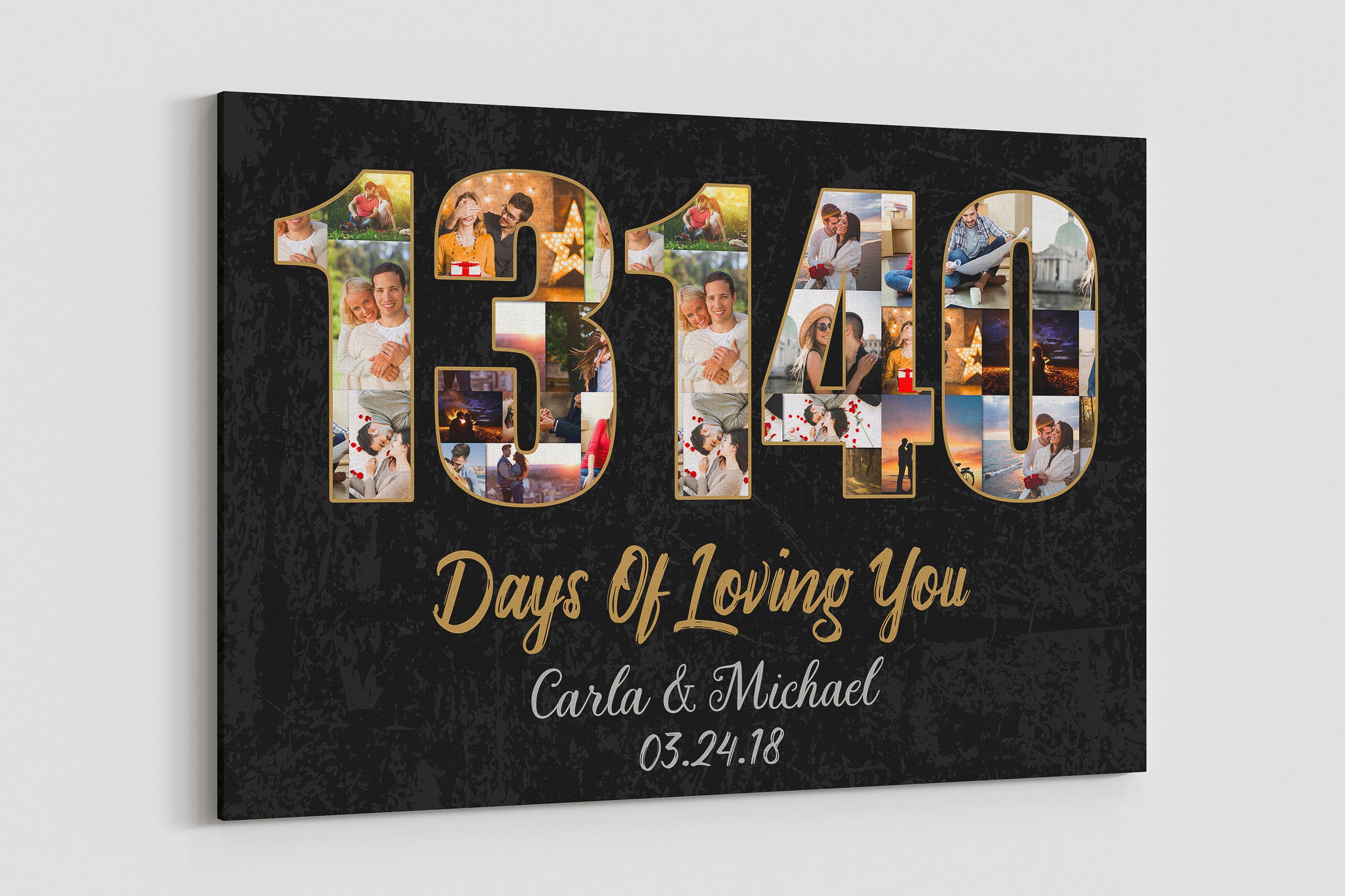 36th Anniversary Photo Collage Canvas: Custom Year Art Gift