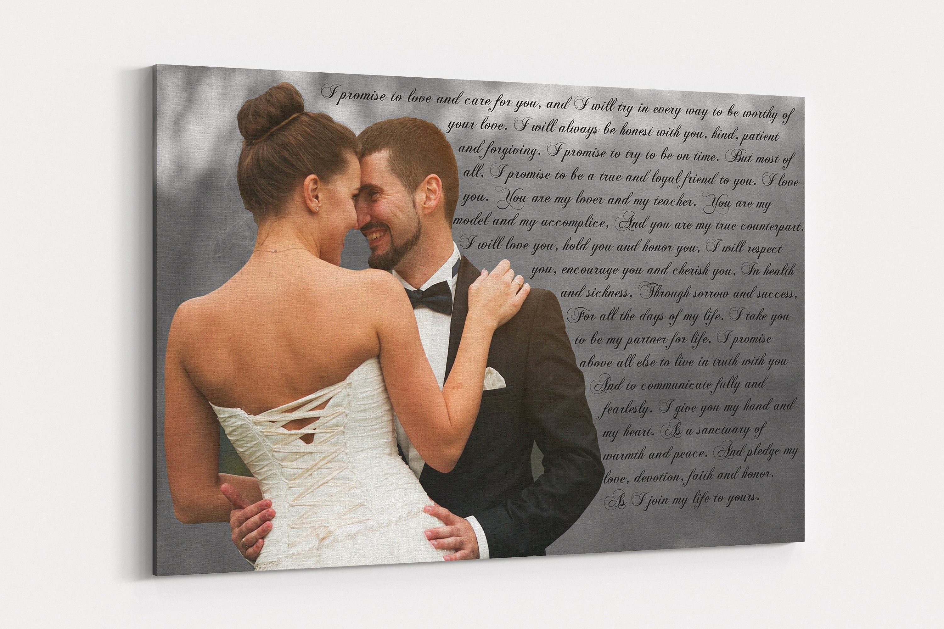 Custom Anniversary Vows Canvas Print: Wedding Song Lyrics Art