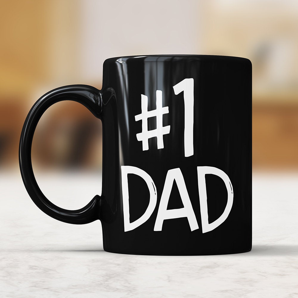 1 Dad Black Coffee Mug - Number One Dad Ceramic Coffee Cup Perfect Gift For Father Fathers Day Gifts From Daughter Son