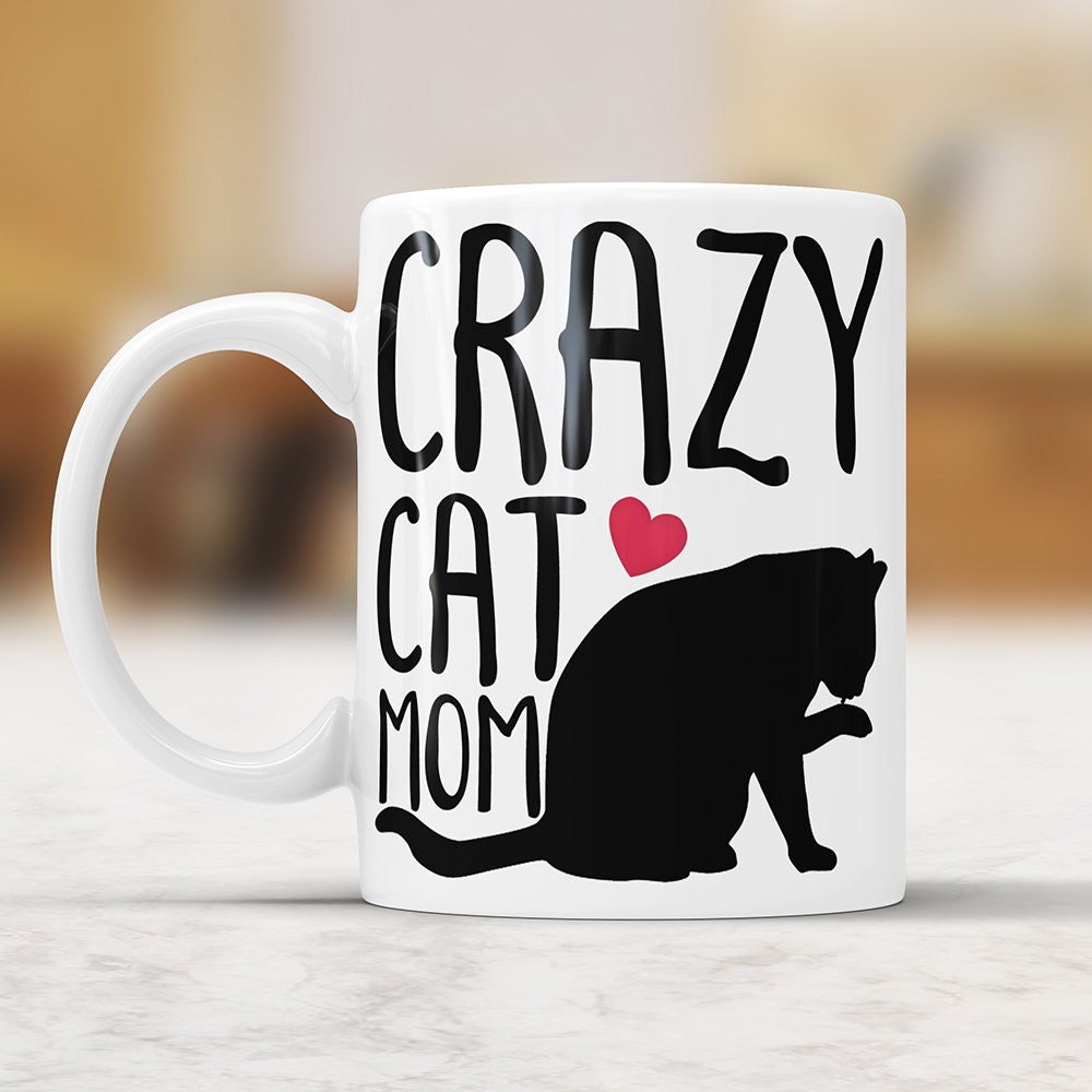 Crazy Cat Mom Coffee Mug - Cute Ceramic Coffee Cup Perfect Birthday Gift For Cat Lovers Cat Owner Gifts Cat Mom Gifts