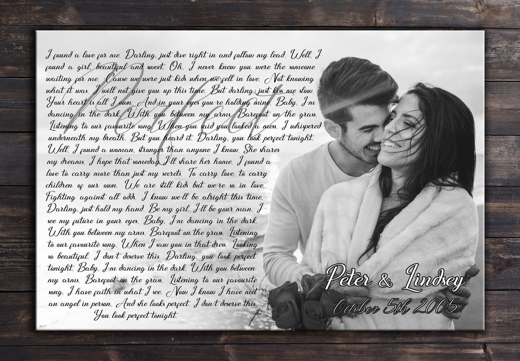 Personalized Wedding Song Lyric Canvas Print: Custom Photo Gift