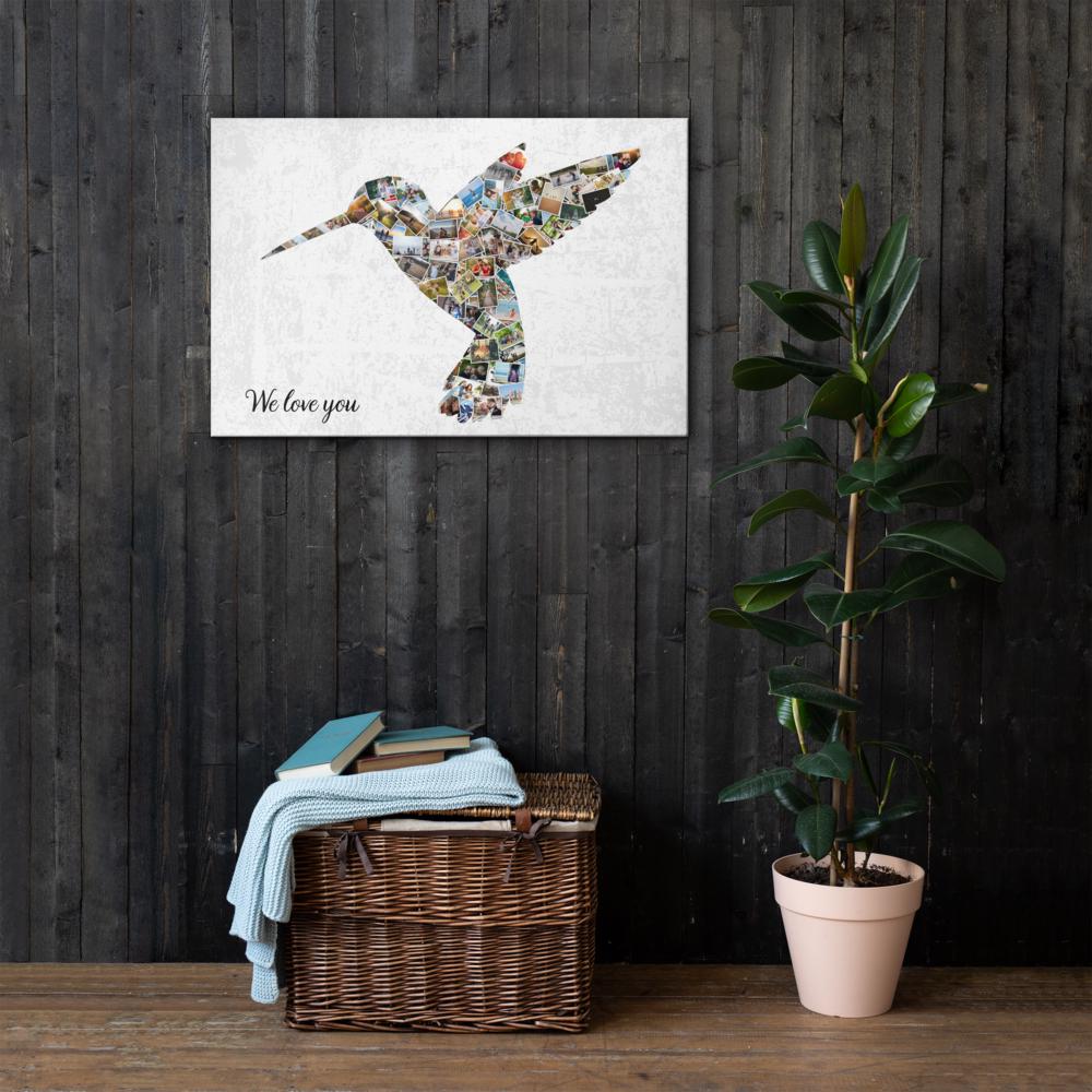 Hummingbird Photo Collage Canvas Personalised Wall Art Family Gift