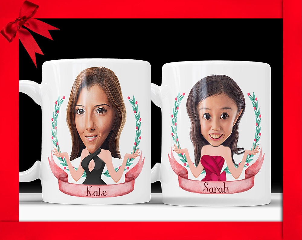Personalized Caricature Mug - Custom Wedding Favors Gift For Bridesmaid Maid of Honor Wedding Day Gifts Funny Wedding Gift Bride Coffee Mug