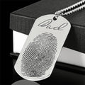 Fingerprint Dog Tag Necklace: Gold/Silver Handwriting Jewelry