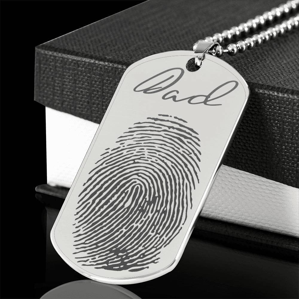 Fingerprint Dog Tag Necklace: Gold/Silver Handwriting Jewelry